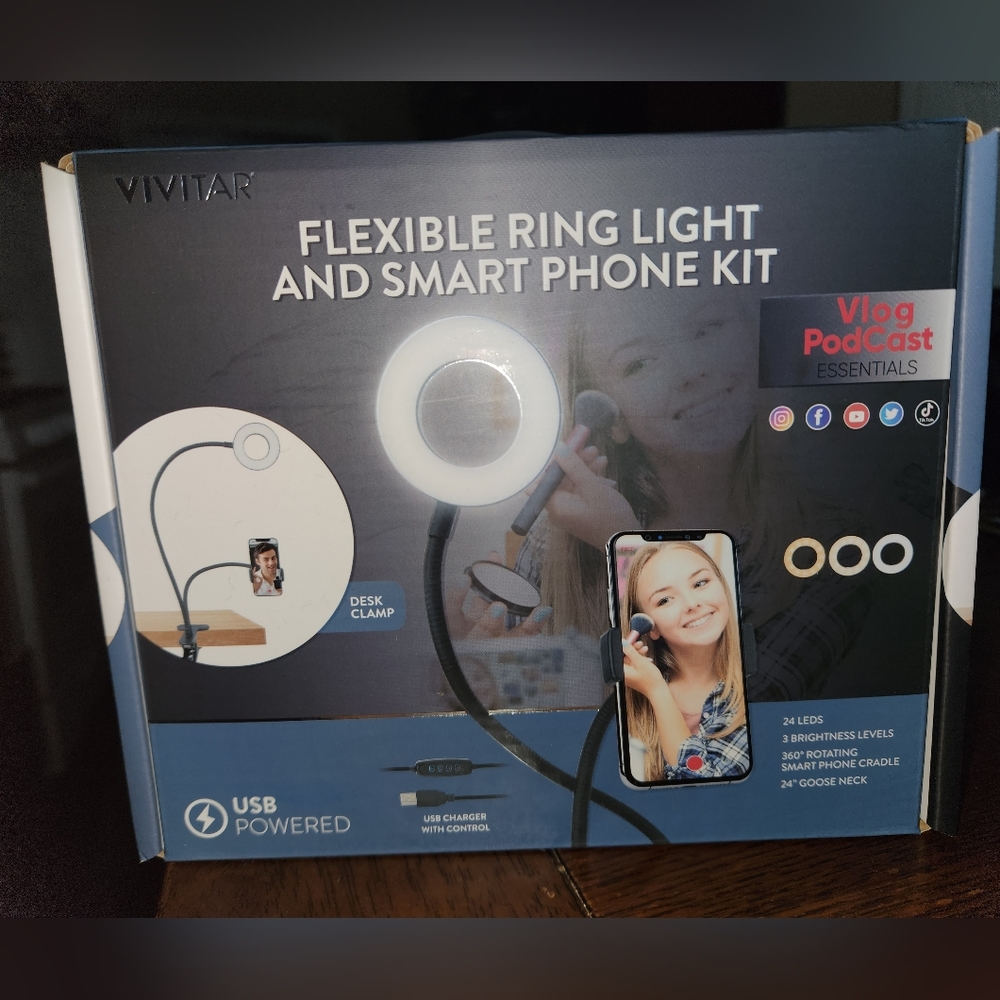 NIB Vivitar Ring Light Smart Phone Kit